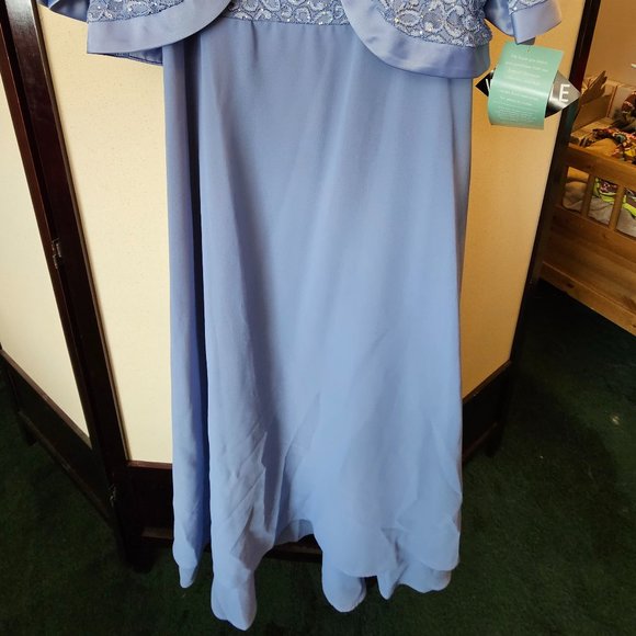 R&M Richards Periwinkle Blue Mother of the Bride Dress NWT Size 16 Sequin Lace - Picture 2 of 8